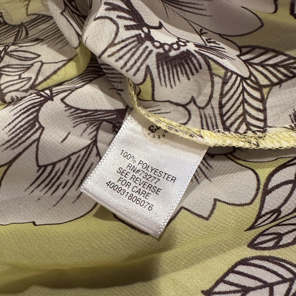 Women's Apt. 9 Neon Yellow Floral Sheer Sleeveless Button Front Blouse Size Med - Picture 9 of 9